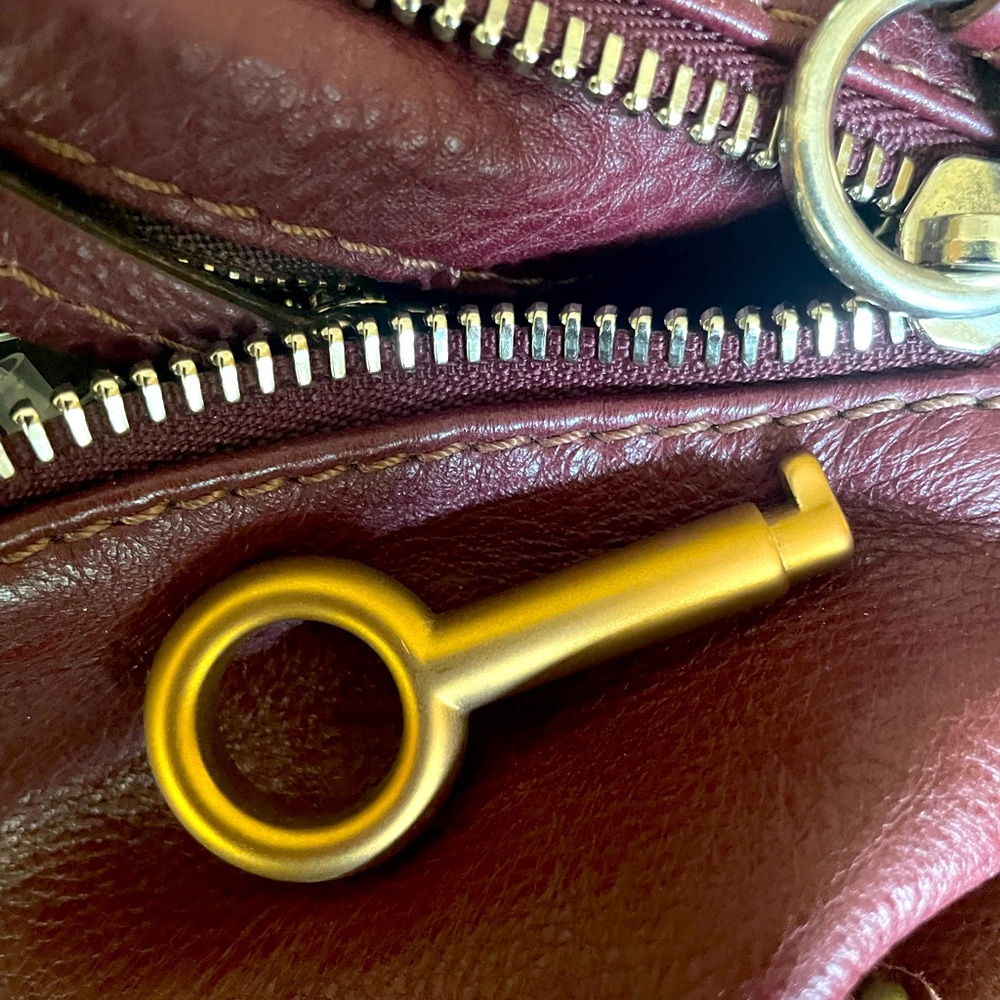 CHLOE ORIGINAL VINTAGE Y2K Paddington Burgundy Leather Bag Lock & Key RARE! - Picture 10 of 13